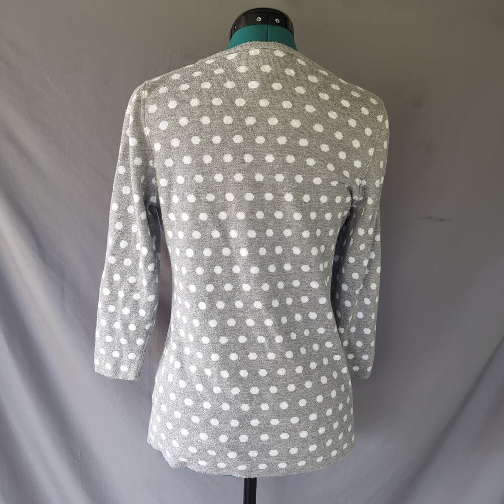 Séraphine Maternity Gray White Polka Dot Knit Cardigan Sweater US 8 Medium - Picture 2 of 5